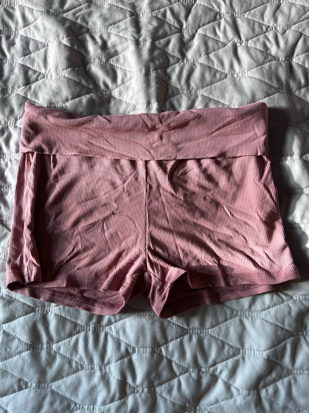 Seamless Ribbed High-Waist Women’s Sleep Shorts - Dusty Rose